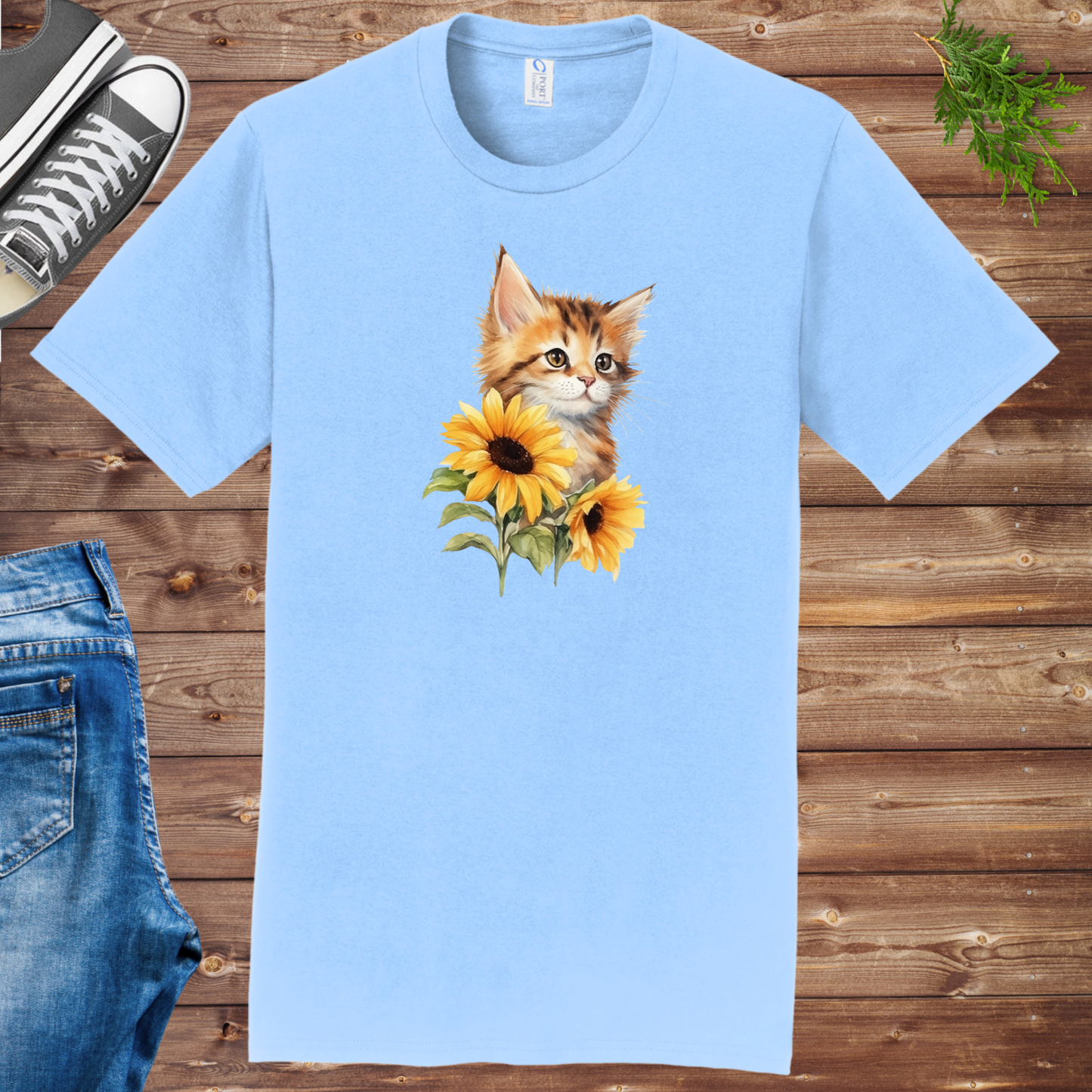 Kitten Sunflowers Unisex Tee