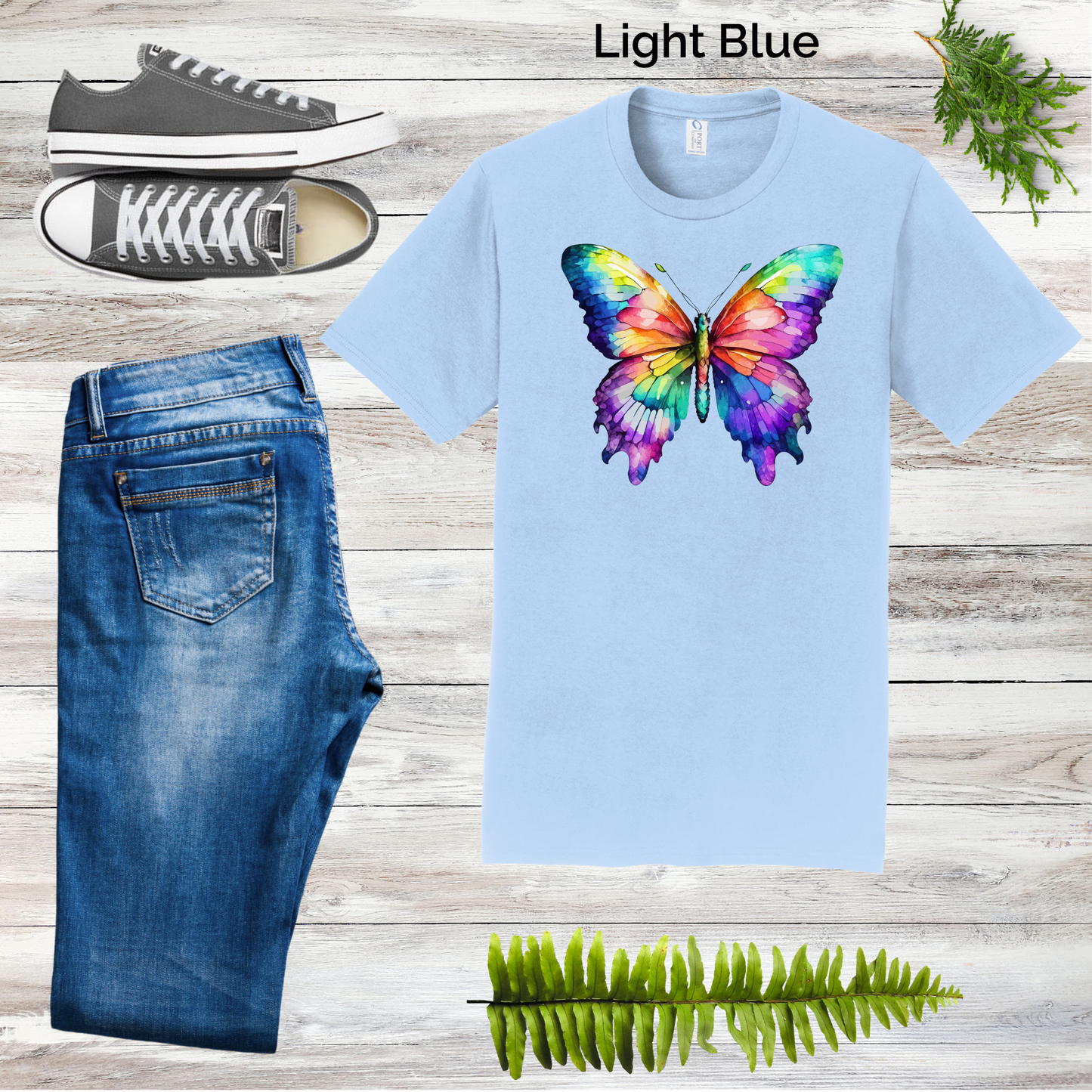 Watercolor Rainbow Butterfly Tee