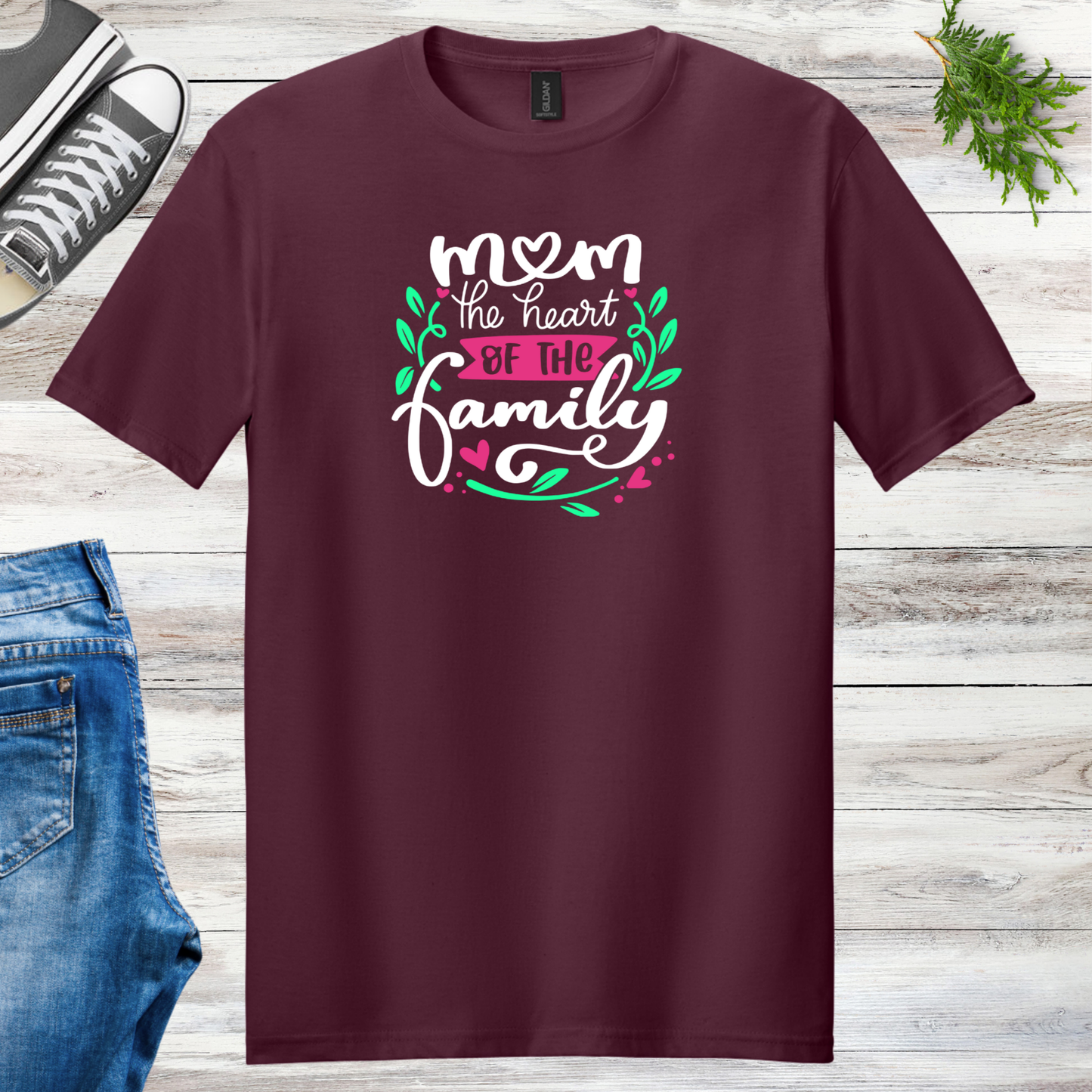 Mom the Heart of the Family Unisex Tee