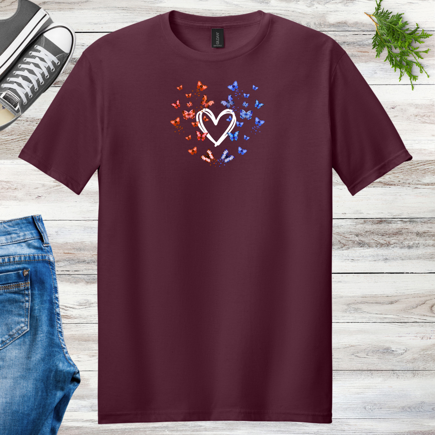 Patriotic Butterfly Heart Unisex Tee