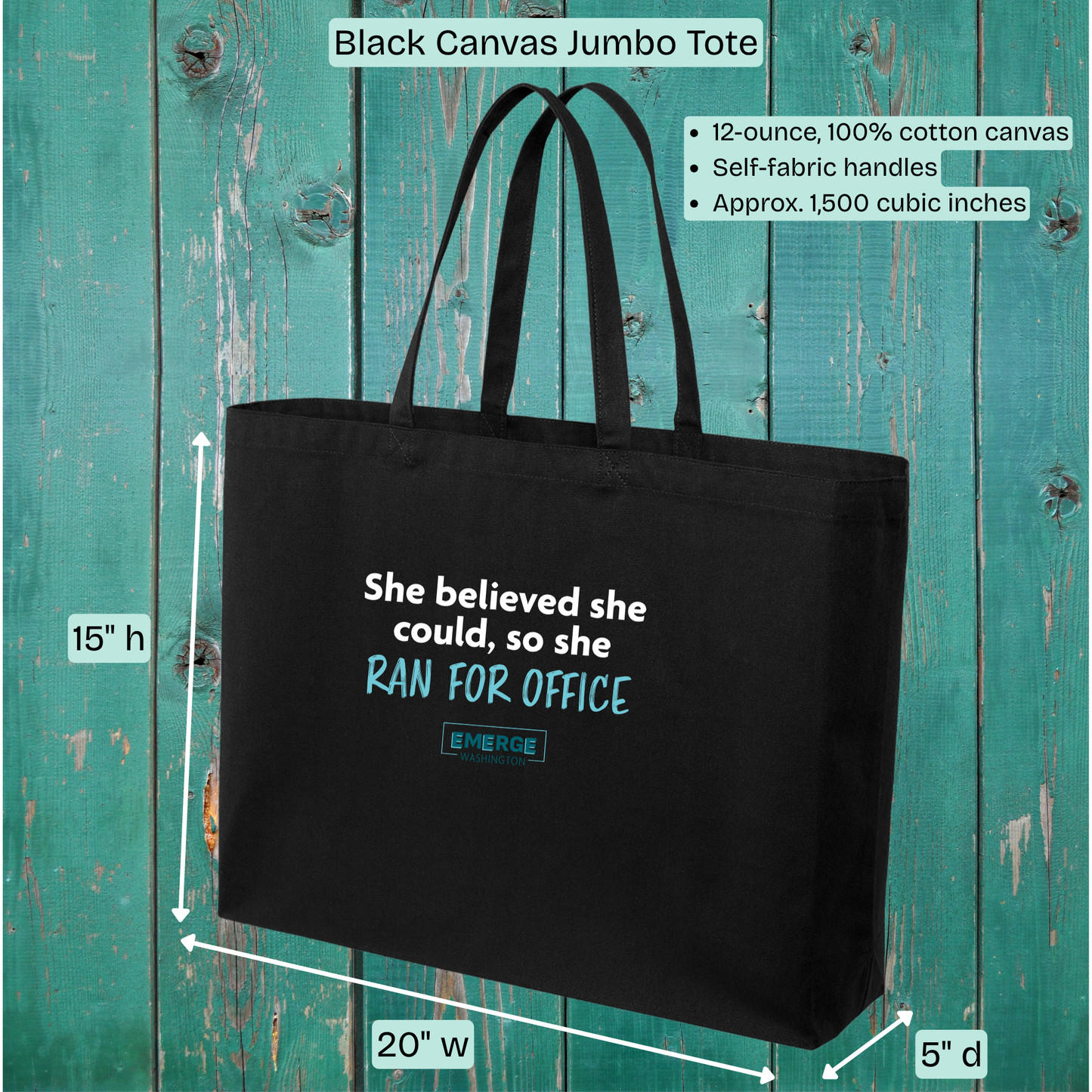 She Believed Tote Bag Emerge WA