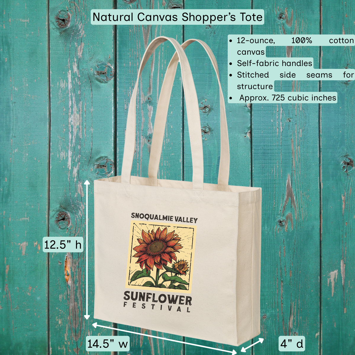 Snoqualmie Valley Sunflower Festival Logo Tote