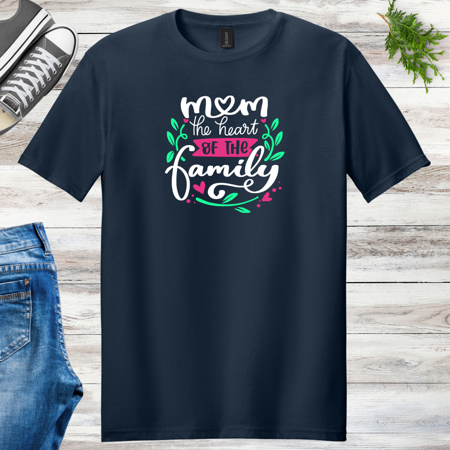 Mom the Heart of the Family Unisex Tee