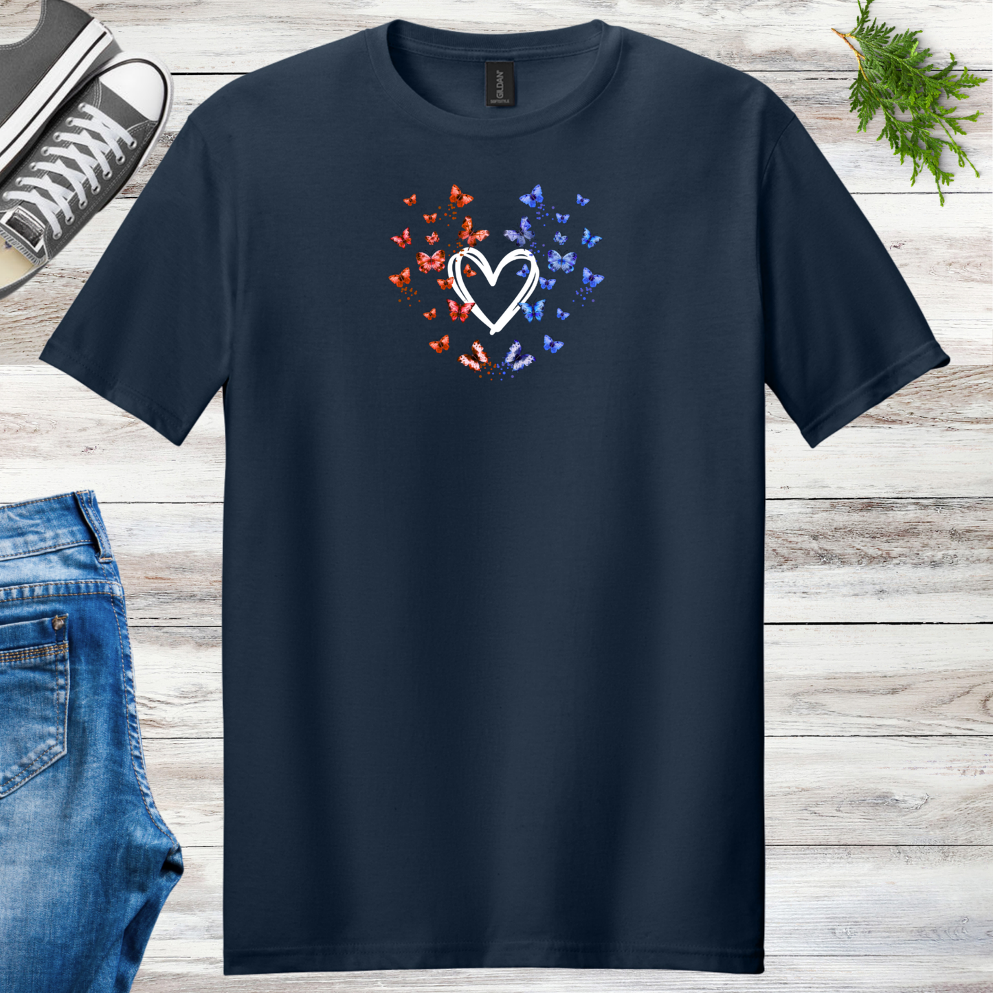 Patriotic Butterfly Heart Unisex Tee