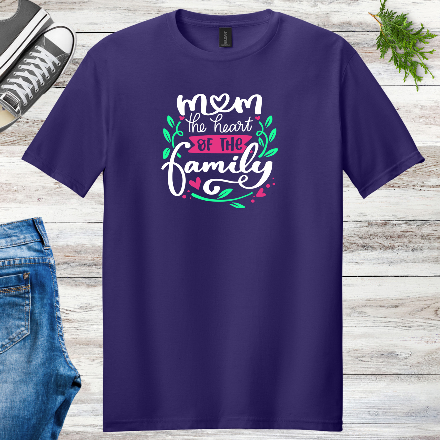 Mom the Heart of the Family Unisex Tee