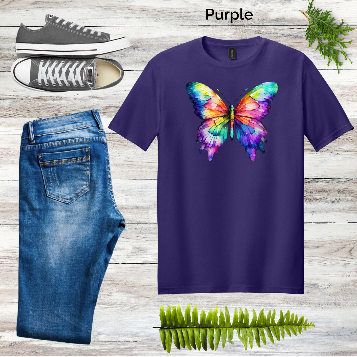 Watercolor Rainbow Butterfly Tee
