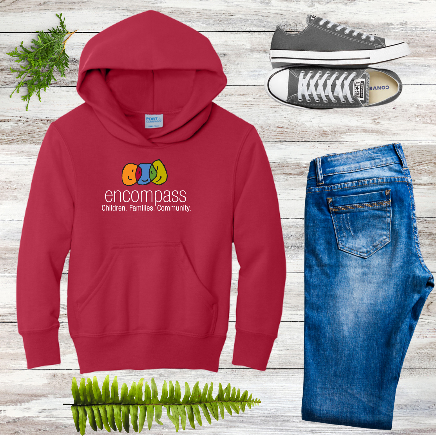 Encompass Youth Hooded Pullover Sweatshirt