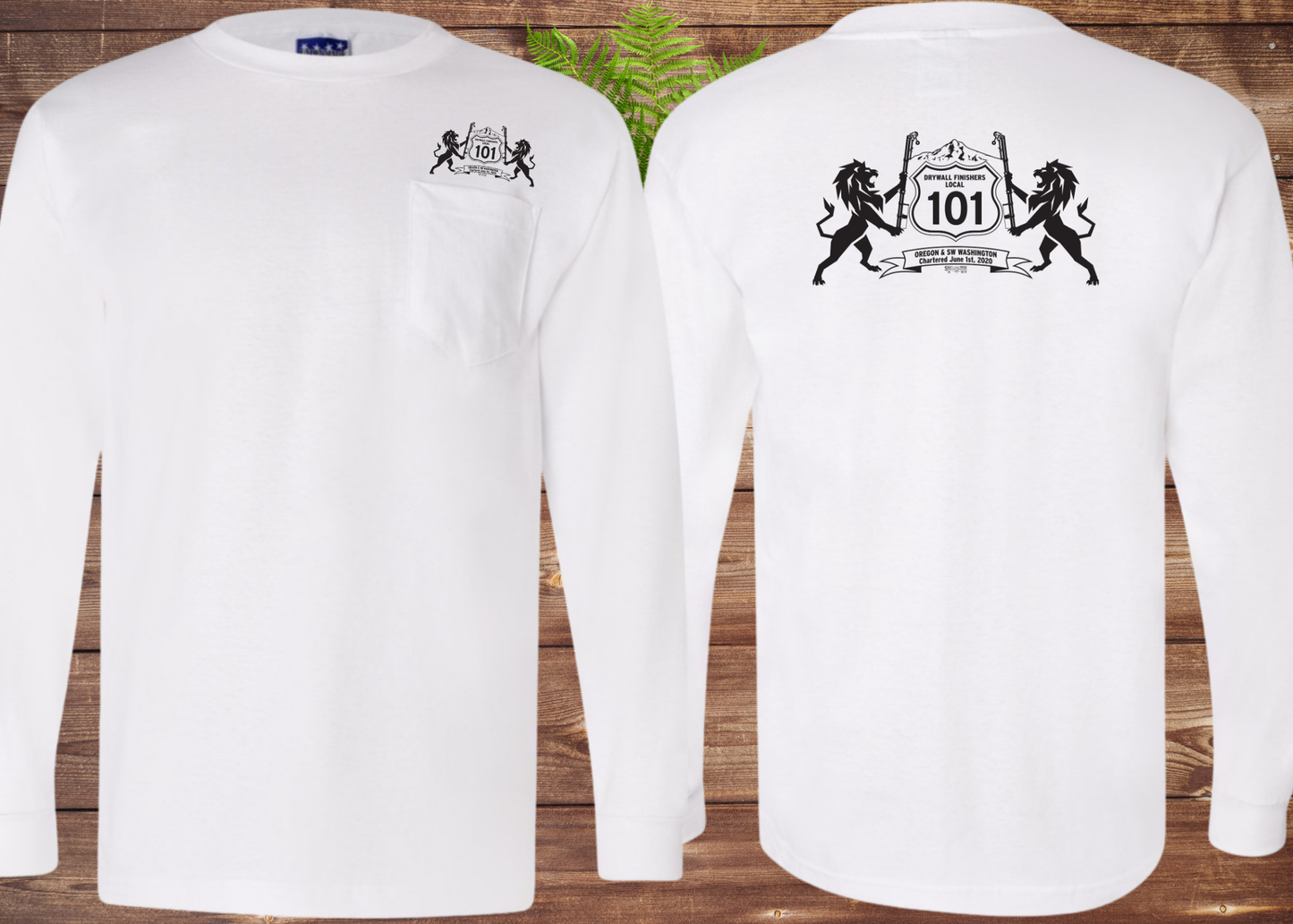 Drywall Finishers Local Union #101 Bayside Unisex Union-Made Long Sleeve Pocket T-Shirt - 3055