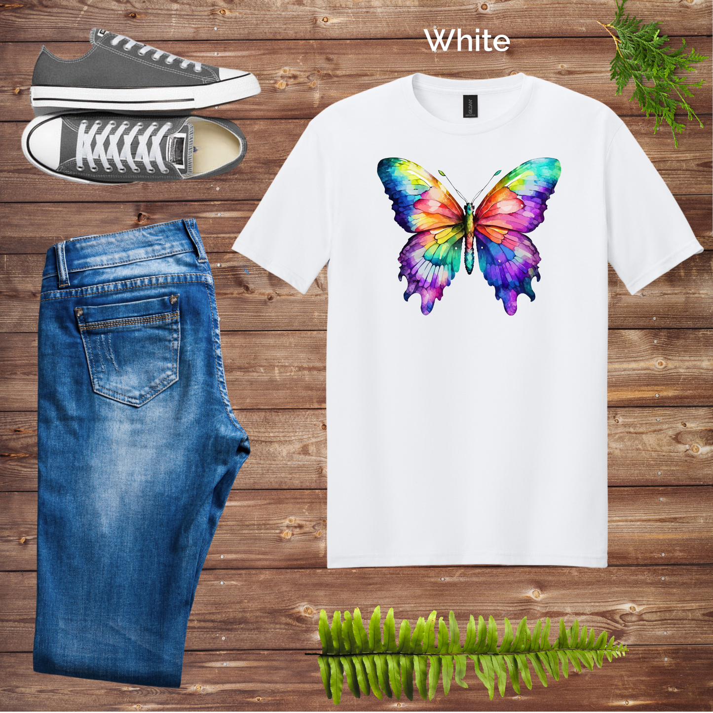 Watercolor Rainbow Butterfly Tee